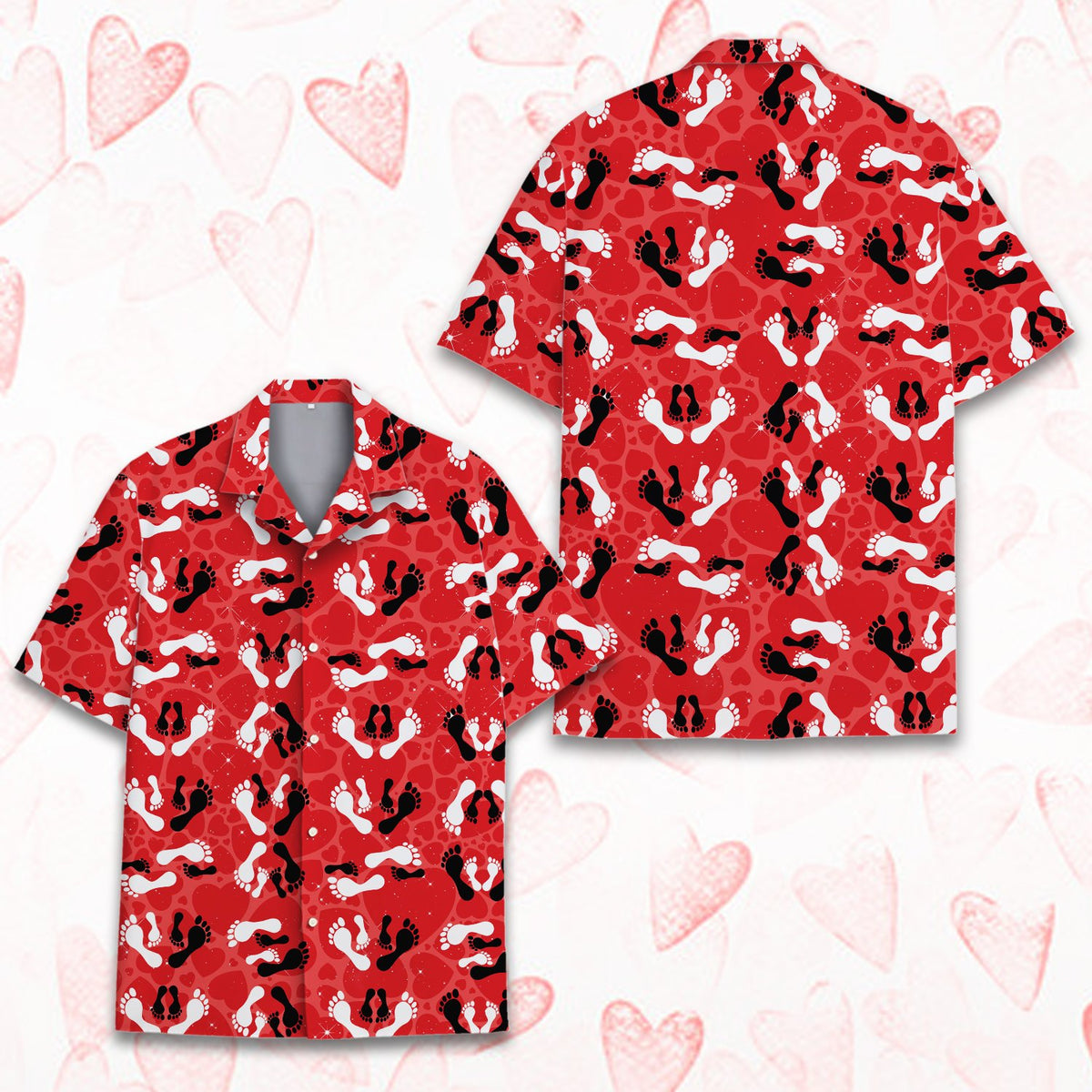 Close-up detail view of the heart and footprint pattern