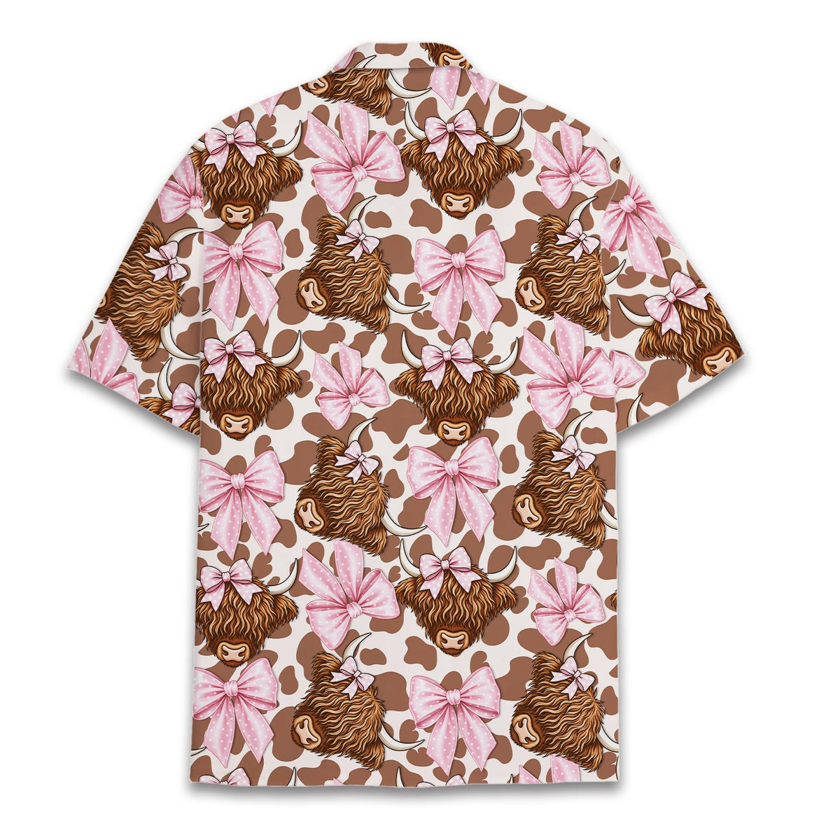 Lifestyle view of matching family wearing brown highland hawaiian shirts