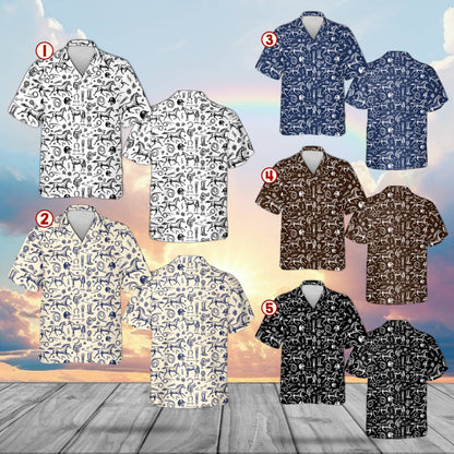 Additional front view of horse racing equestrian hawaiian shirt