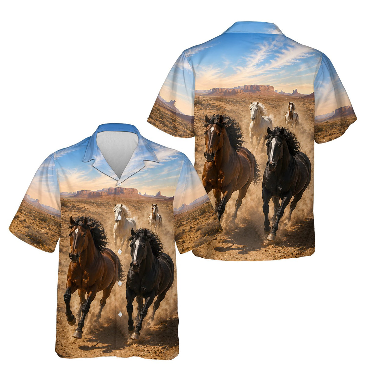 Additional front view of the desert landscape hawaiian shirt