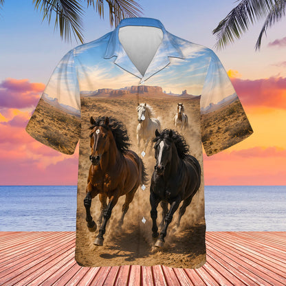 Front view of the horses / desert hawaiian shirt