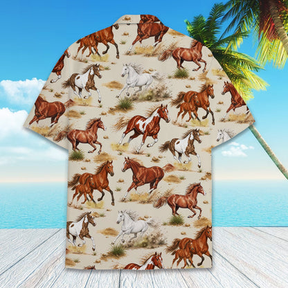 Alternative back view displaying the realistic running horses pattern