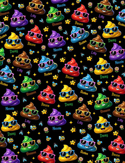 Back view of the black humor hawaiian shirt with funny emojis