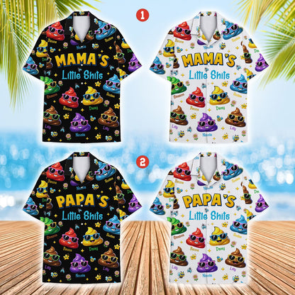 Front detail of the funny matching family hawaiian shirts design