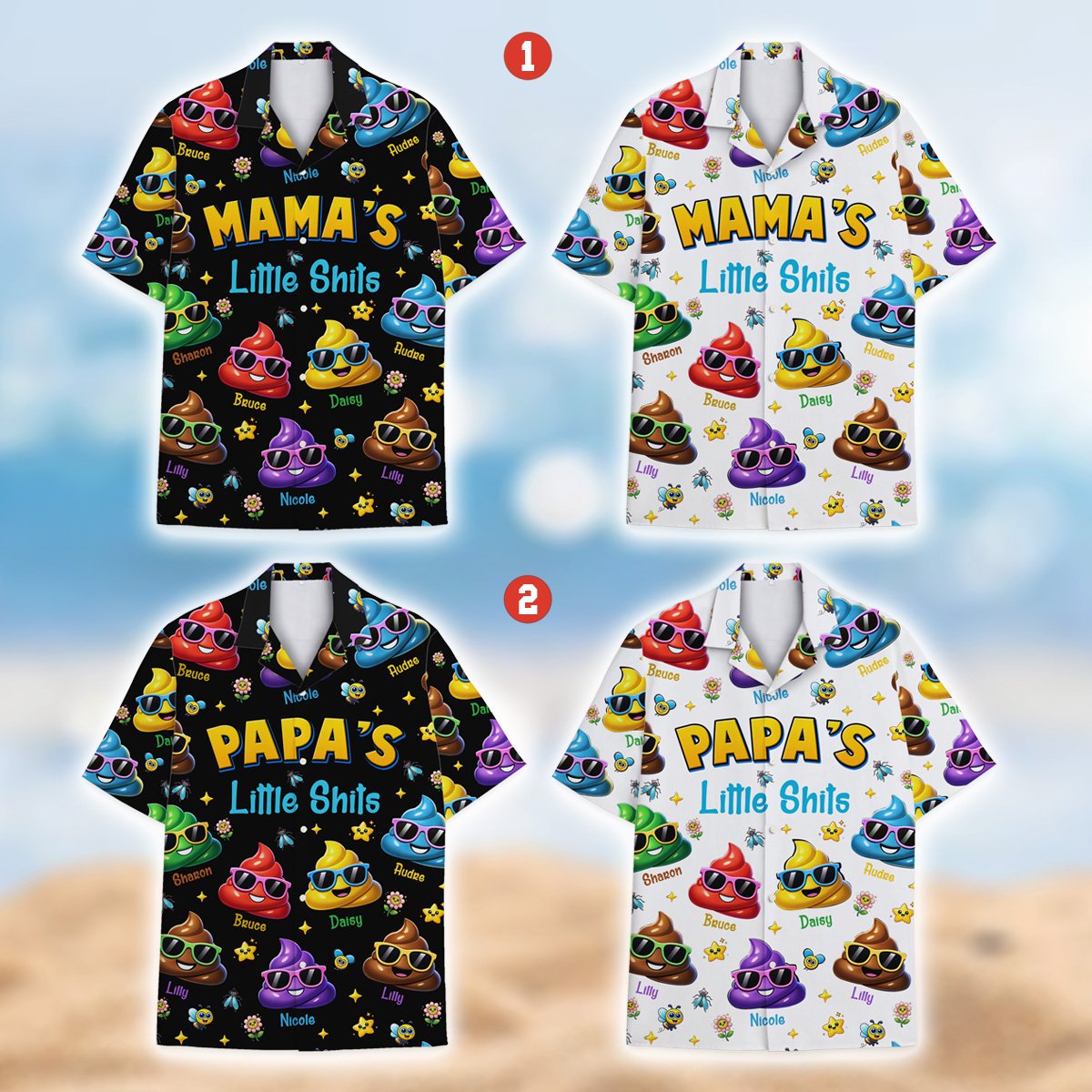 Front view of the funny hawaiian shirt layout