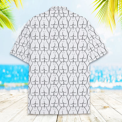 Alternative back view of the white humor hawaiian shirt
