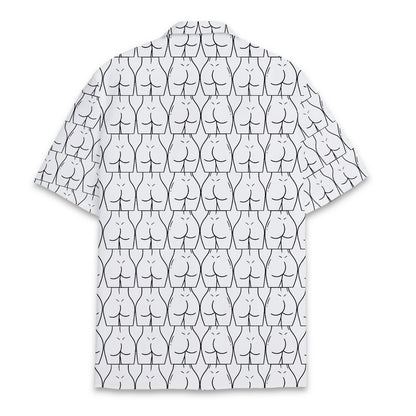 Back view of the white humor hawaiian shirt