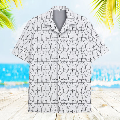 Front view of the white humor hawaiian shirt