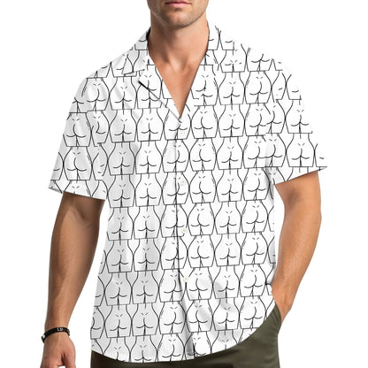 Lifestyle view of an adult wearing the humor hawaiian shirt