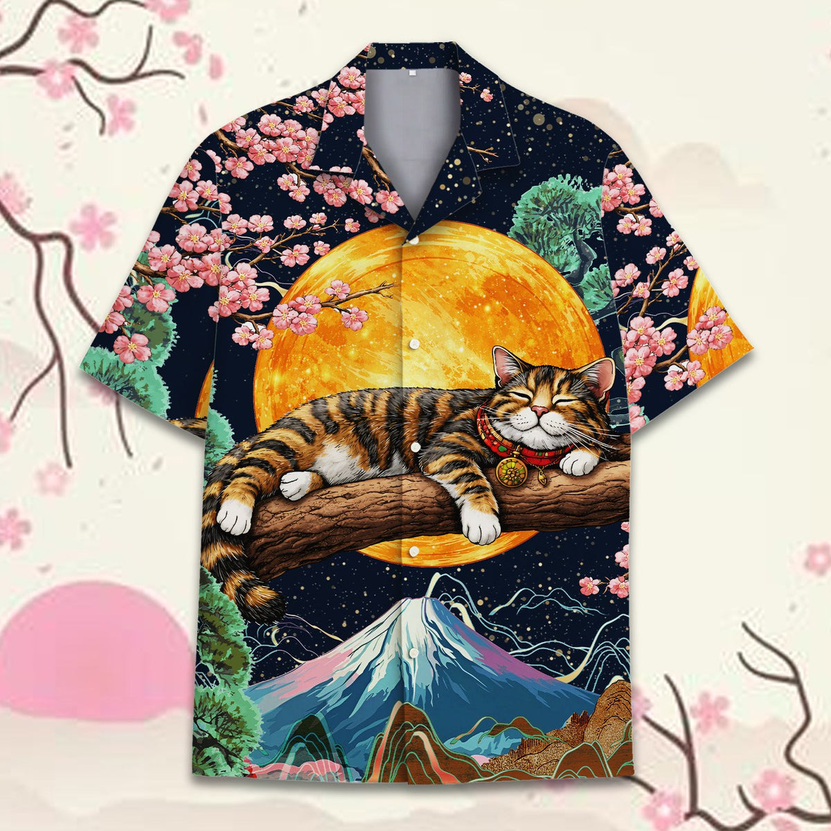 Another front view of the scenic night sky button-down shirt.