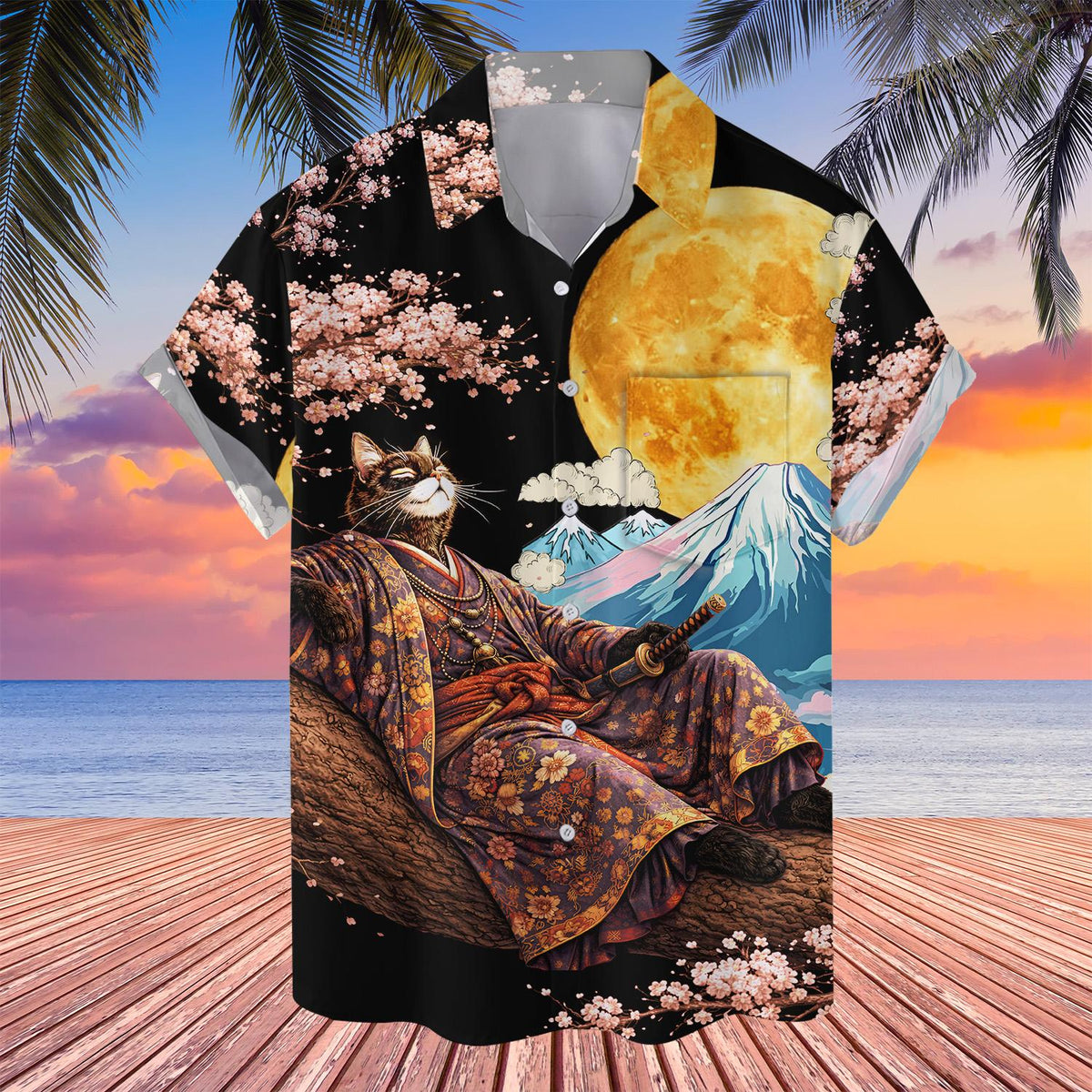 Second lifestyle view of the matching family hawaiian shirt