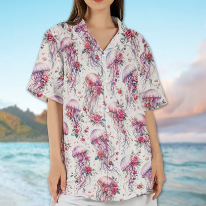 Detailed front view of the matching family hawaiian shirt