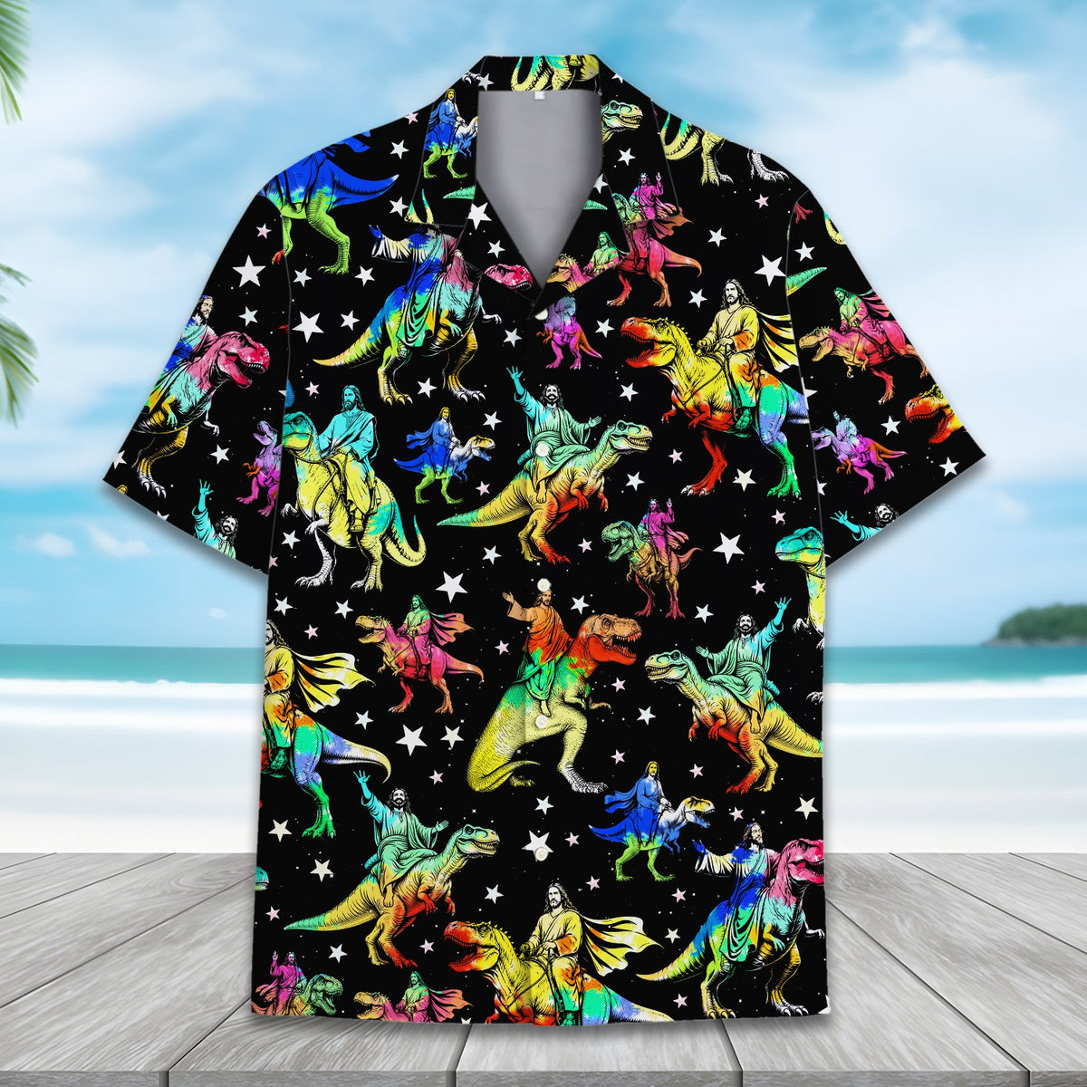 Alternative perspective view of the matching family hawaiian shirt