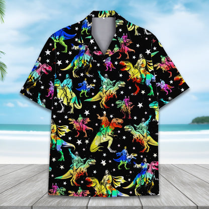 Alternative perspective view of the matching family hawaiian shirt