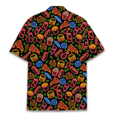 Junk food neon hawaiian shirt, back view