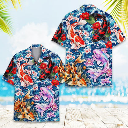 Front view 3 of fish hawaiian shirt
