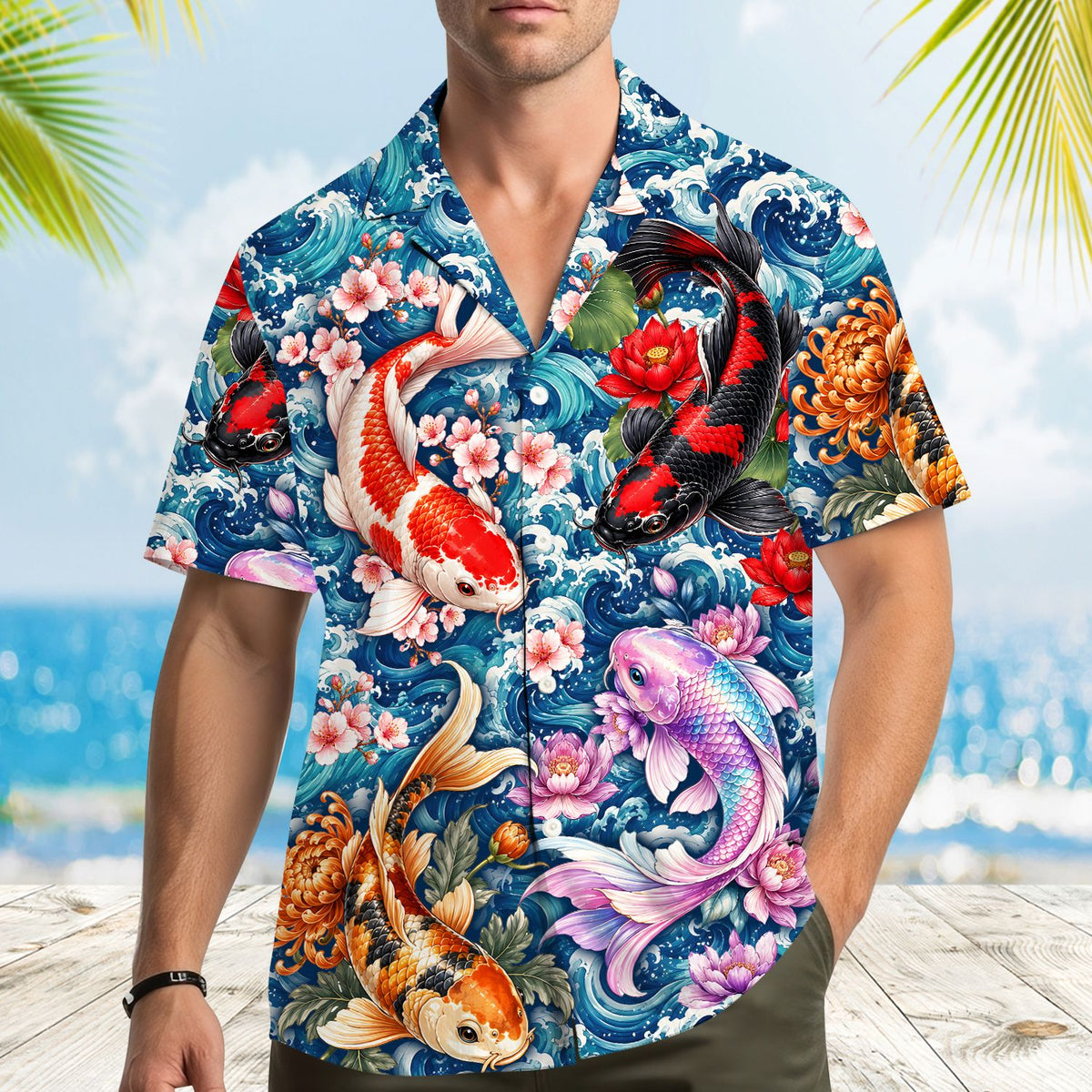 Lifestyle view 2 of summer hawaiian shirt
