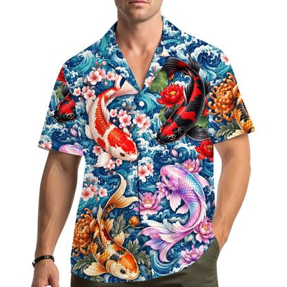 Lifestyle view of family wearing matching hawaiian shirts