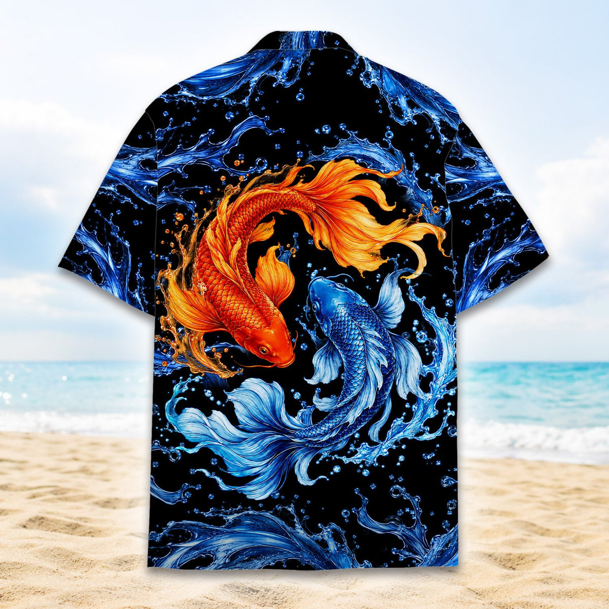 Detailed back view highlighting the yin-yang koi illustration