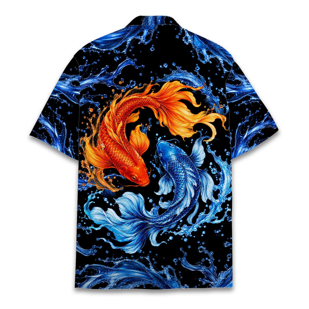 Back view of the koi fish hawaiian shirt