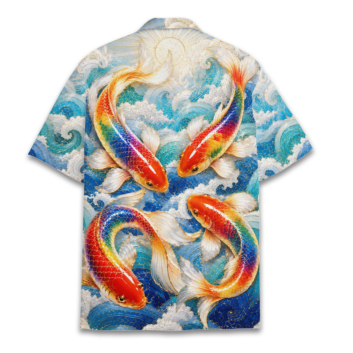 Lifestyle view of a person wearing the matching family hawaiian shirt