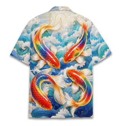 Lifestyle view of a person wearing the matching family hawaiian shirt