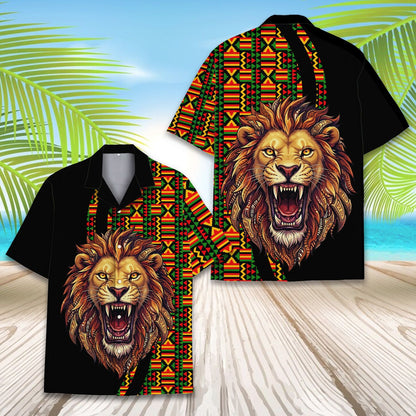 Alternate front view of the lion hawaiian shirt