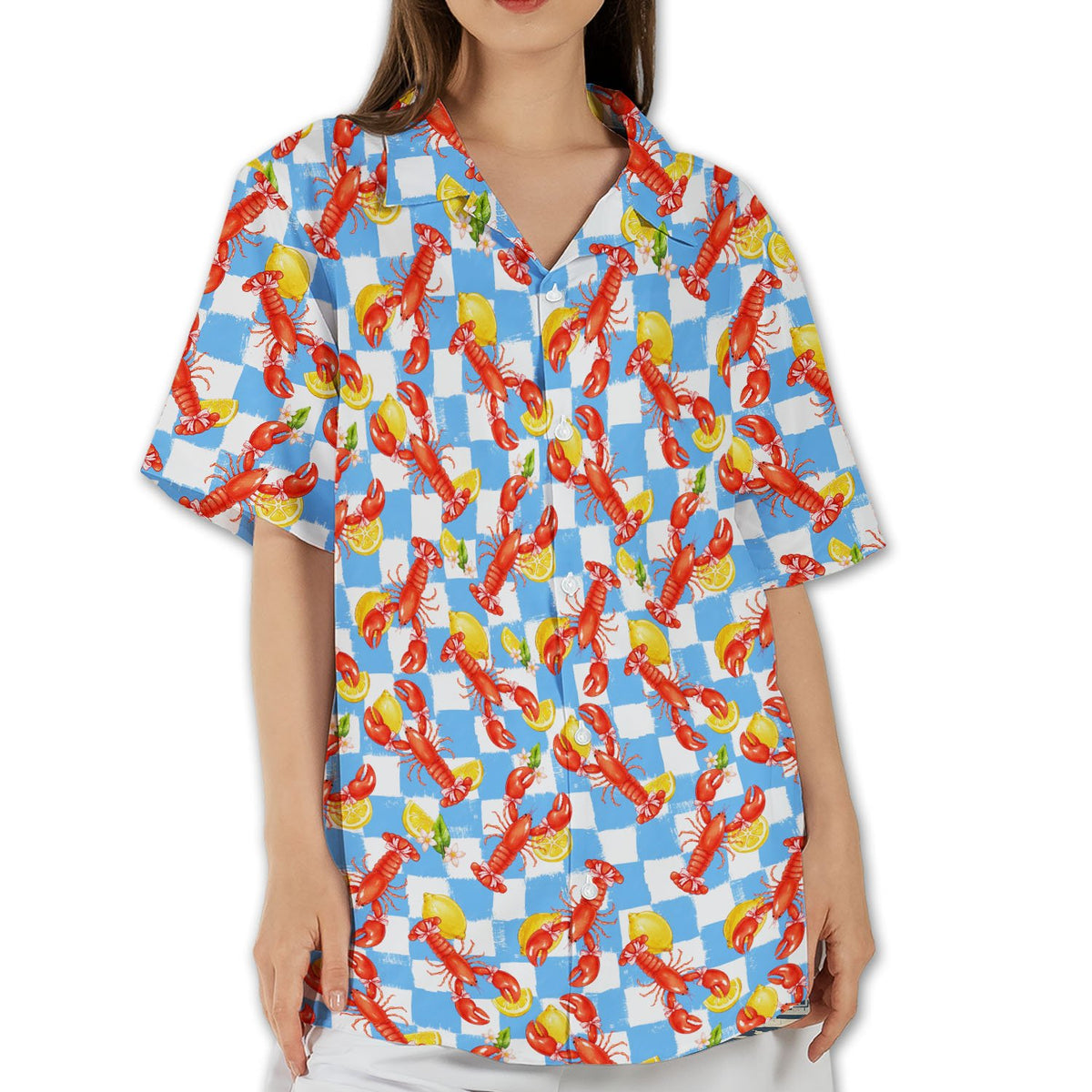People enjoying the summer in their matching family hawaiian shirts