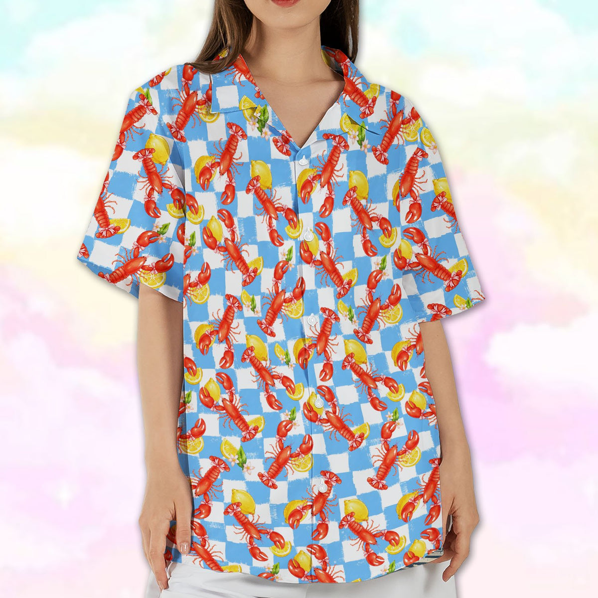 Final lifestyle view of the matching family hawaiian shirts