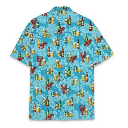 Back view of the blue lobster hawaiian shirt