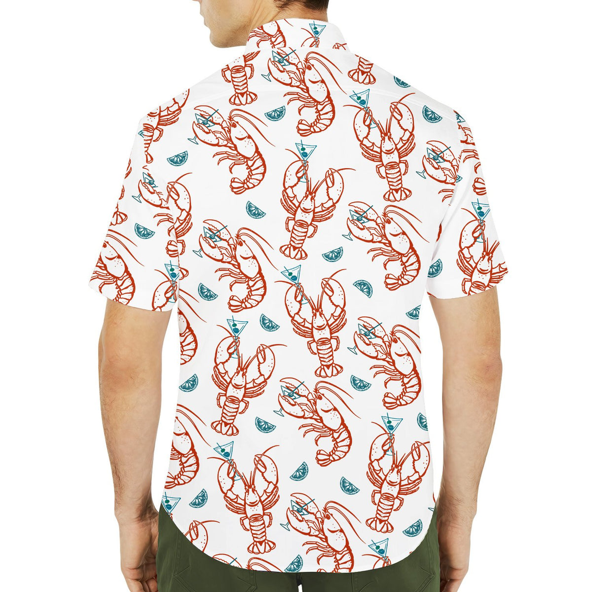 Another lifestyle view of the matching family hawaiian shirts