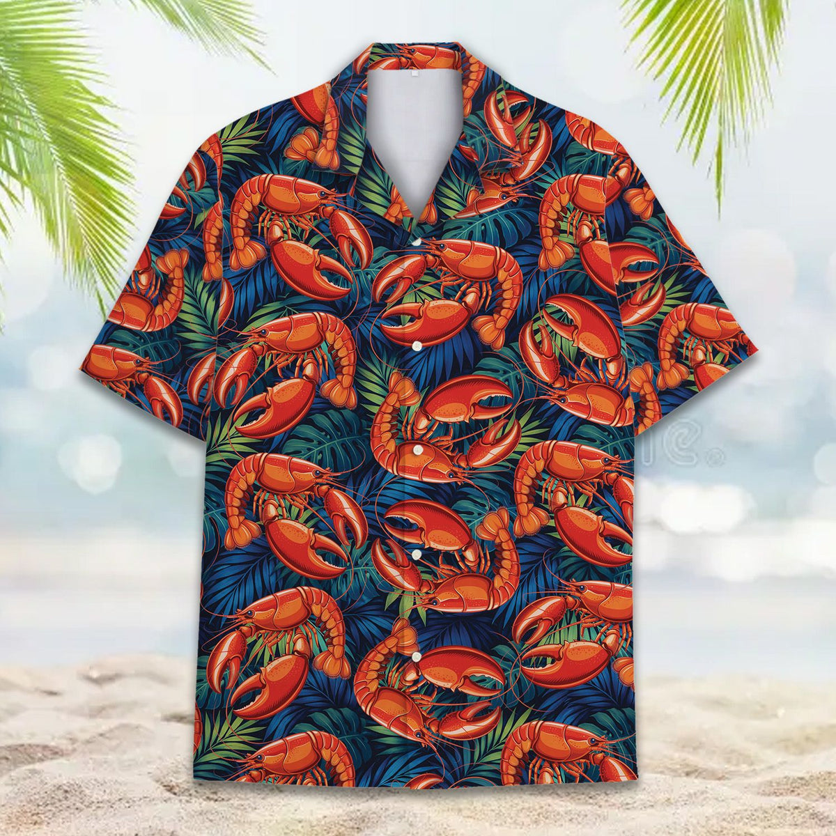 Another front view of the red lobster hawaiian shirt