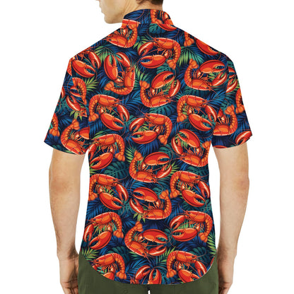 Lifestyle view of someone wearing the lobster tropical hawaiian shirt outdoors