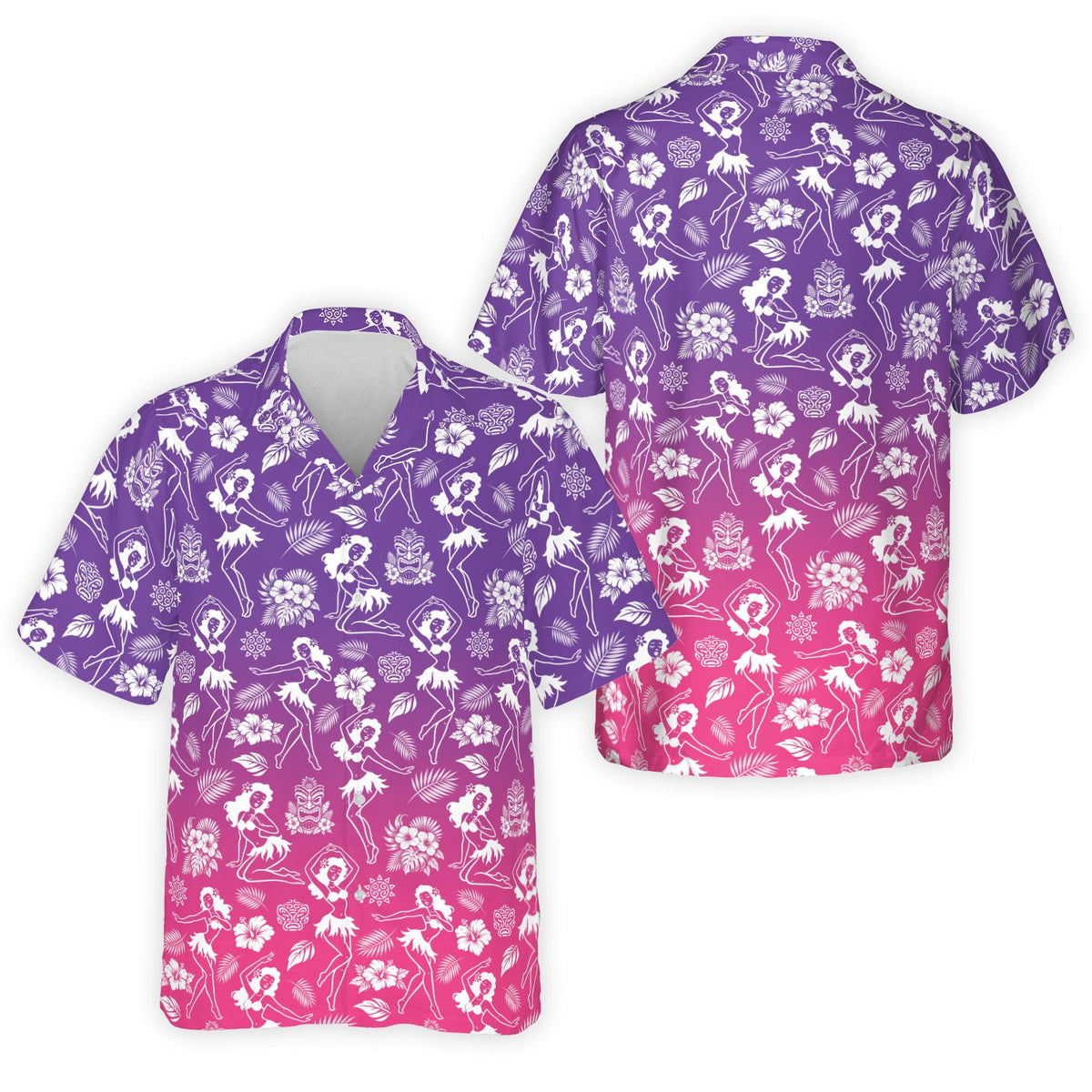 Front view of the green luau hawaiian shirt variation