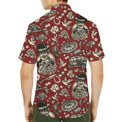 Second lifestyle view of the vintage gangster matching family hawaiian shirts