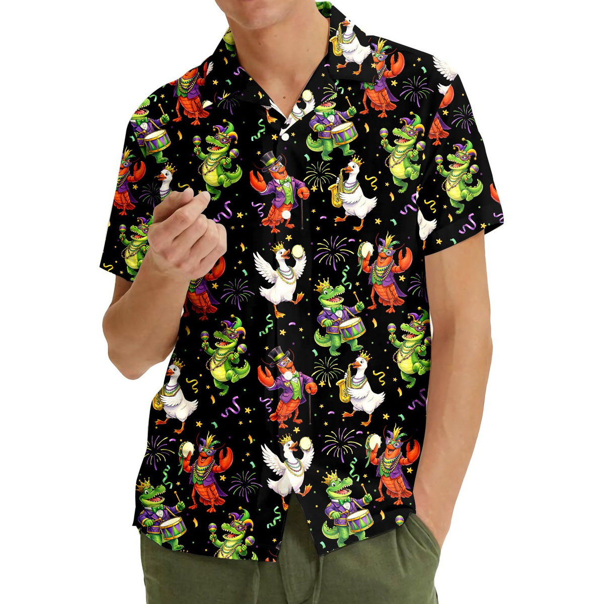 Second lifestyle view showcasing the matching family hawaiian shirts