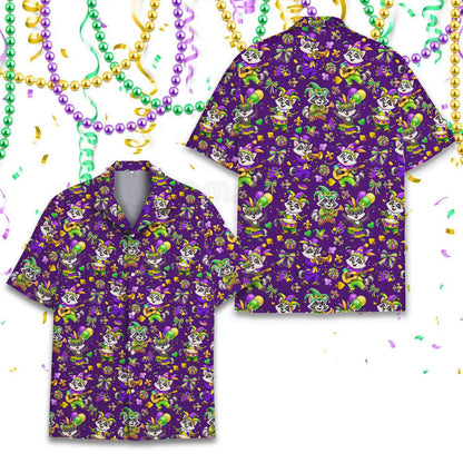 Close up front view showing green and yellow mardi gras symbols