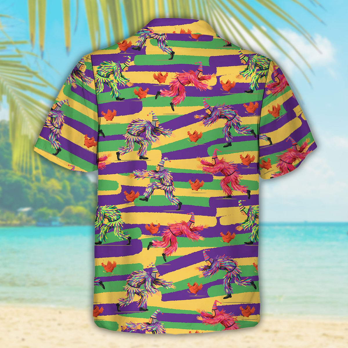Back view of the matching family hawaiian shirt