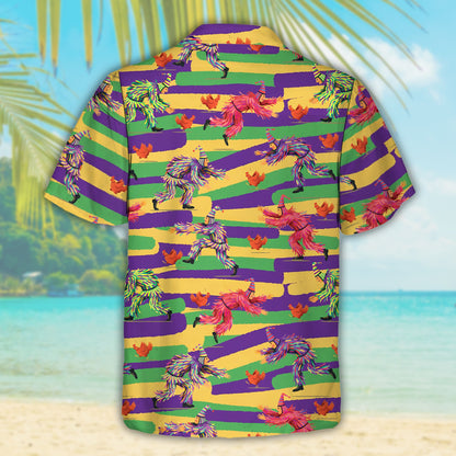Back view of the matching family hawaiian shirt