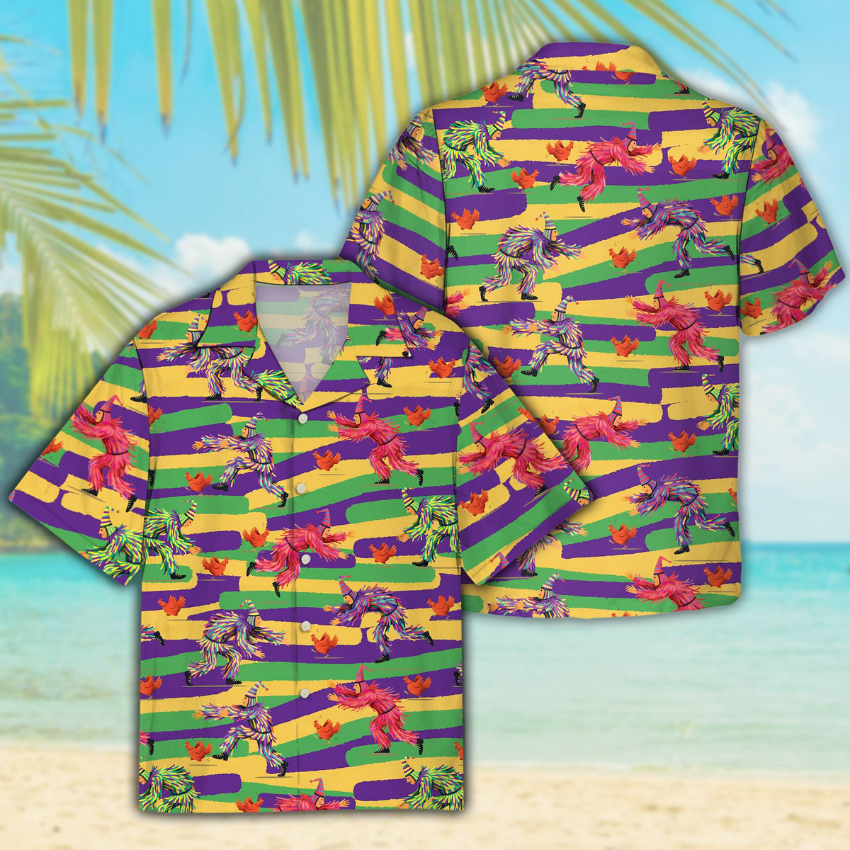 Detailed back view of the matching family hawaiian shirt