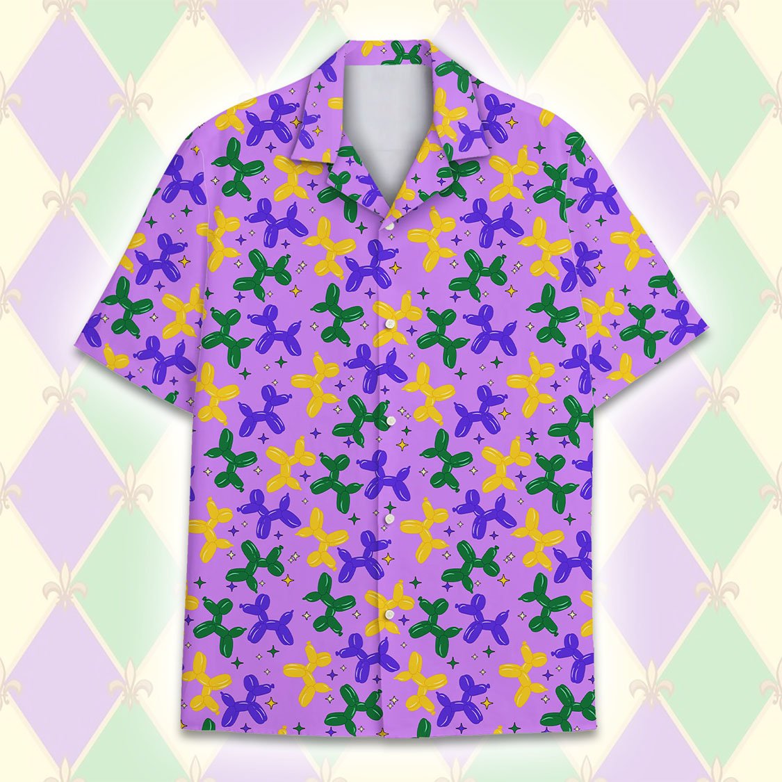 Close-up front view of the matching family hawaiian shirt