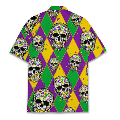 Detailed back view showing the colorful geometric pattern