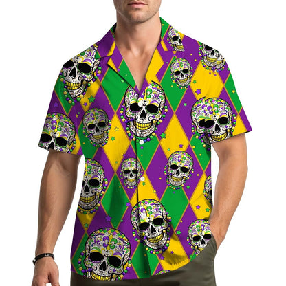 Lifestyle view of people wearing the matching family hawaiian shirts