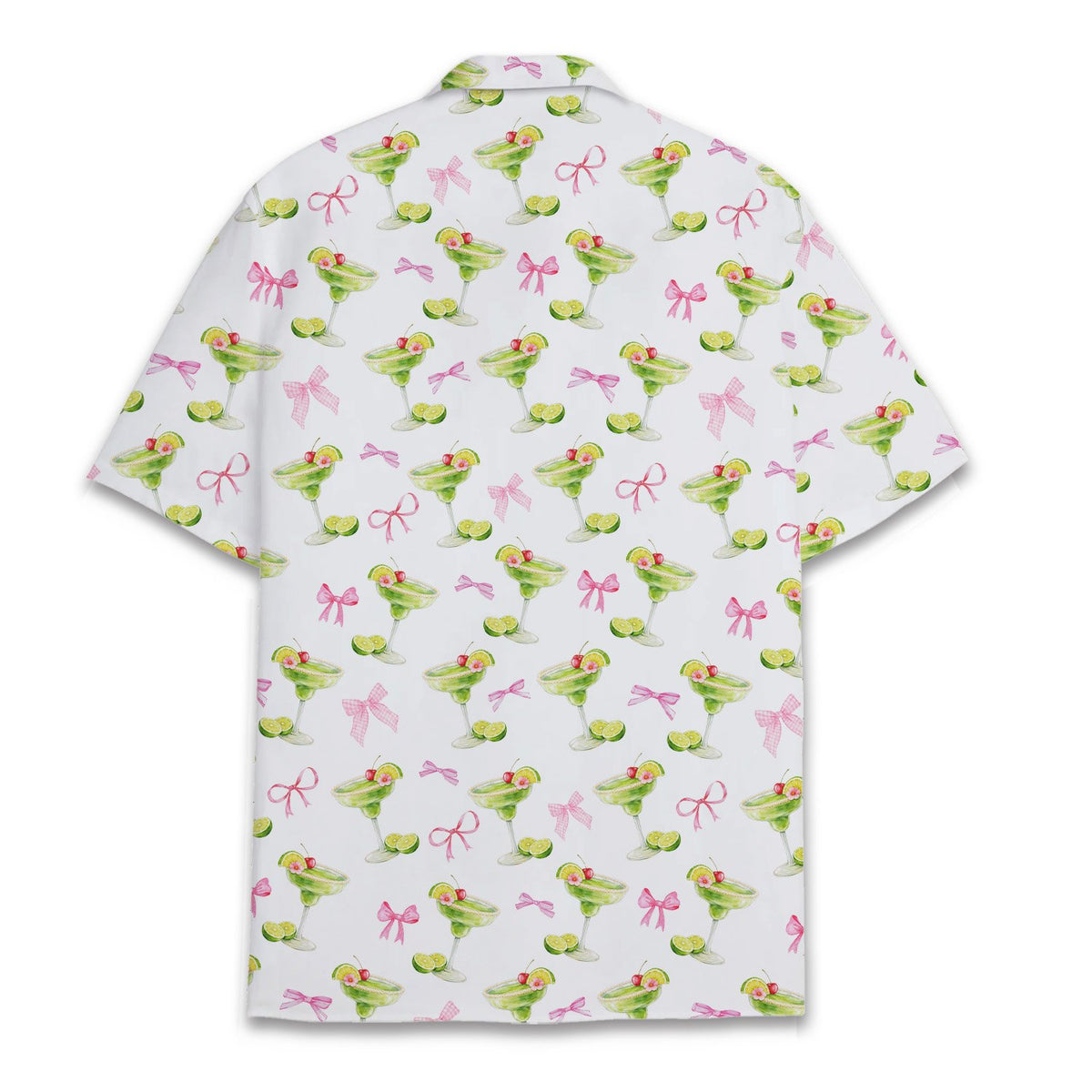 Back view of the margaritas and bows hawaiian shirt