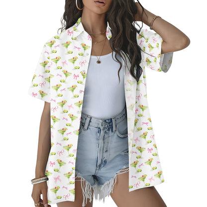 Second lifestyle view of the margaritas and bows hawaiian shirt