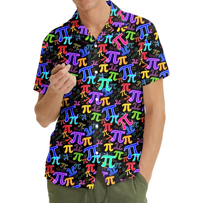Casual lifestyle view featuring the neon Pi symbols shirt