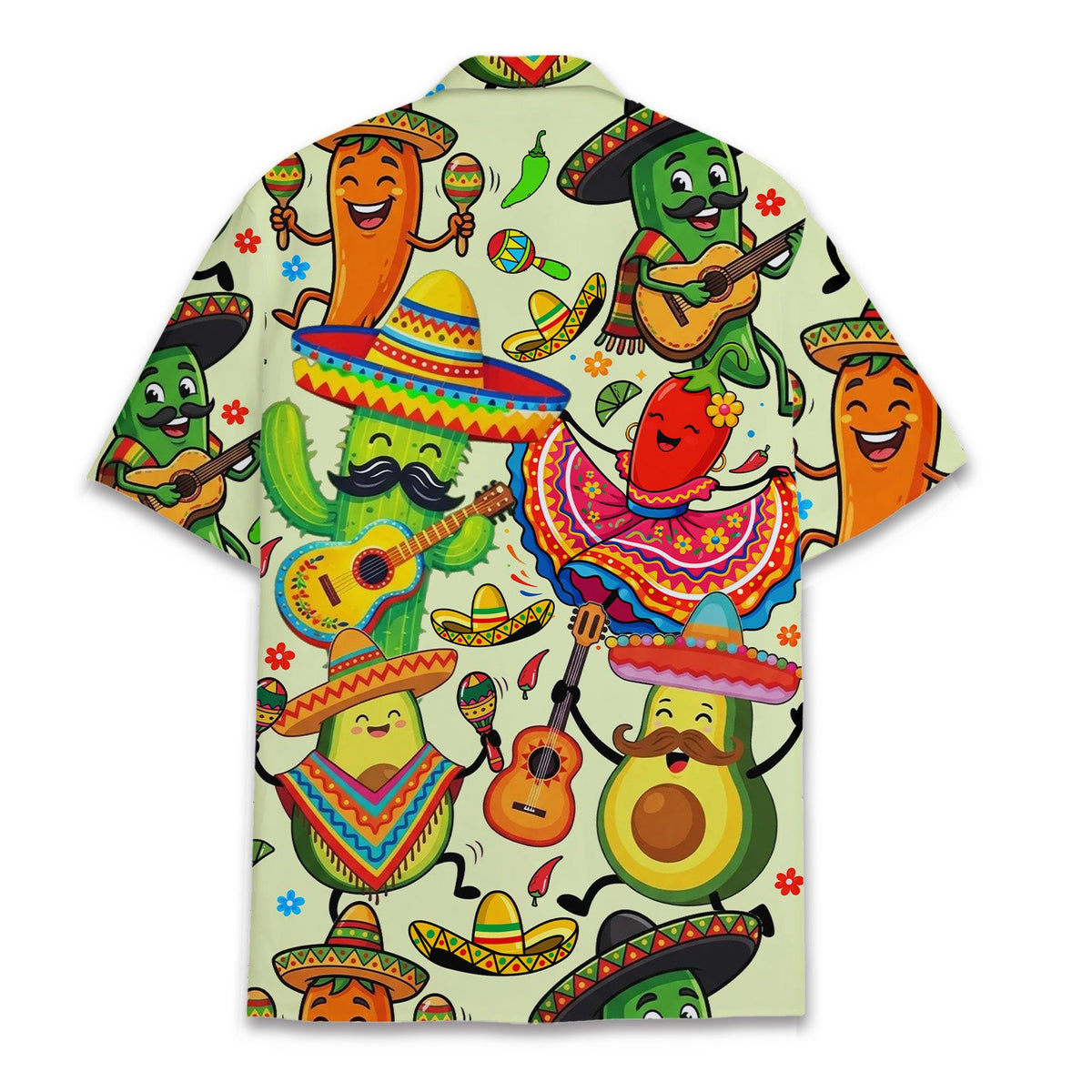Back view of the Mexican Cinco de Mayo Hawaiian shirt