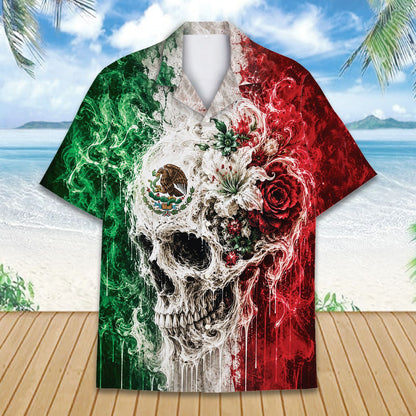 Detailed front view showing the Mexican coat of arms on the skull forehead