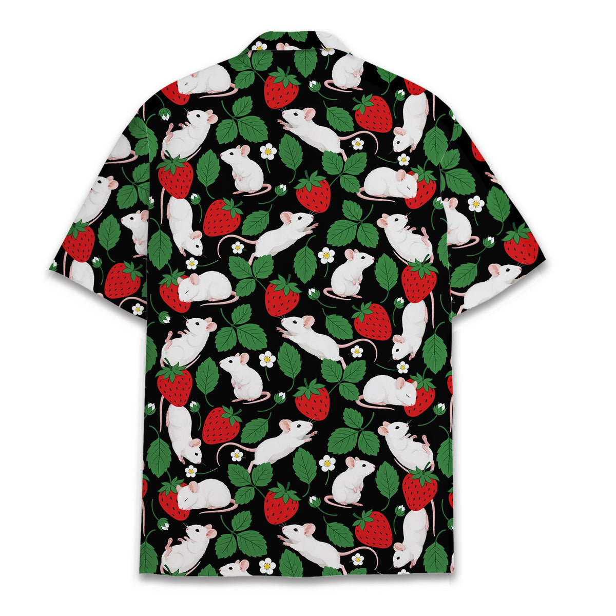 Back view of the mice and strawberries Hawaiian shirt