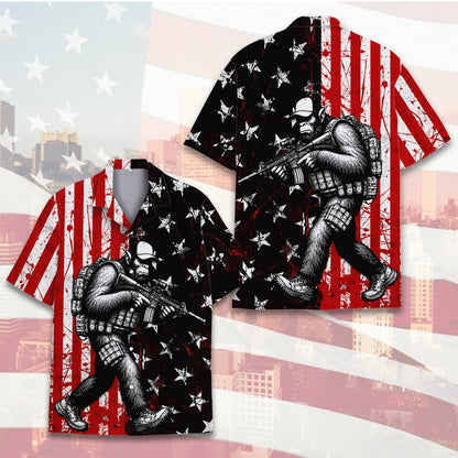 Detailed front view of the matching family hawaiian shirt design